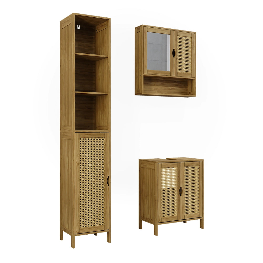 Vicco Set di mobili da bagno Bambù 3 parti