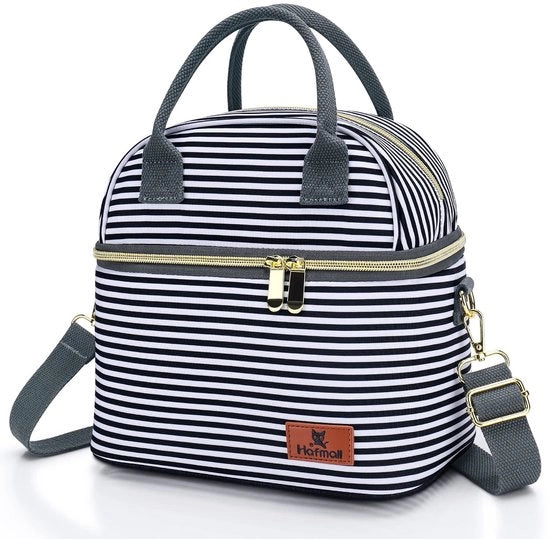 Borsa Insolata a Doppio Strato, 9L Borsa Insolata per Uomo e Donna, Borsa con Cinturino Regolabile, Borsa Termica per Ufficio e Scuola (Strecciate)