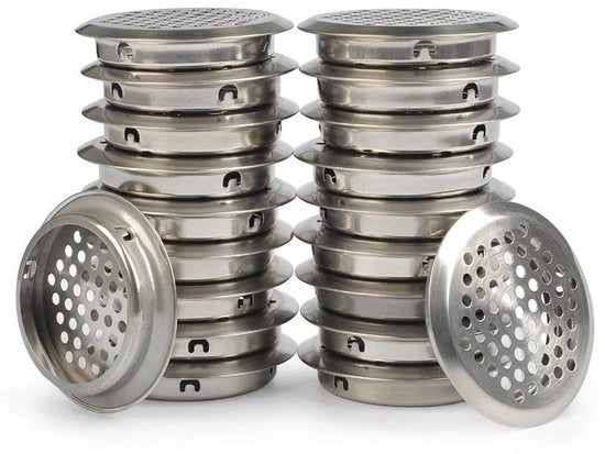 Ventilazione RVS Aperture d'Aria - 18 Pezzi - Fissi a Sfera - Diametro Esterno 65mm - Diametro Interno 53mm - Spessore 9mm - Materiale Duraturo - Ventilatore d'Aria