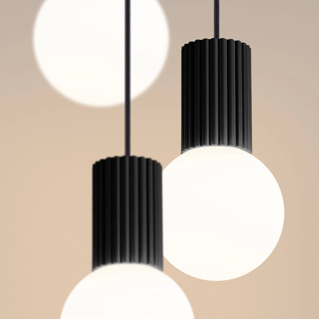 Lampada sospensione moderna 3 luci nera SFERA PureLume