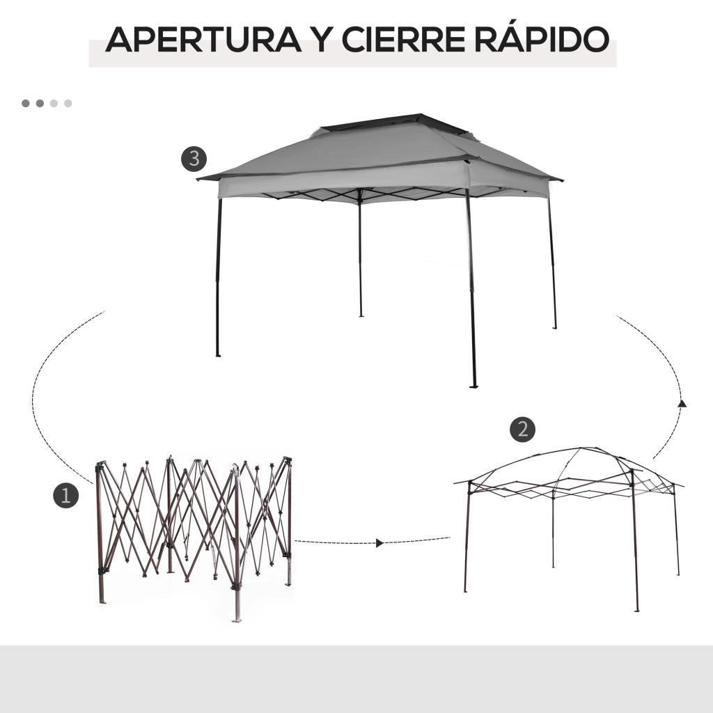 Gazebo Pieghevole 3.3x3.3 m con Pareti Laterali ¨C zephmum ¨C Grigio Chiaro
