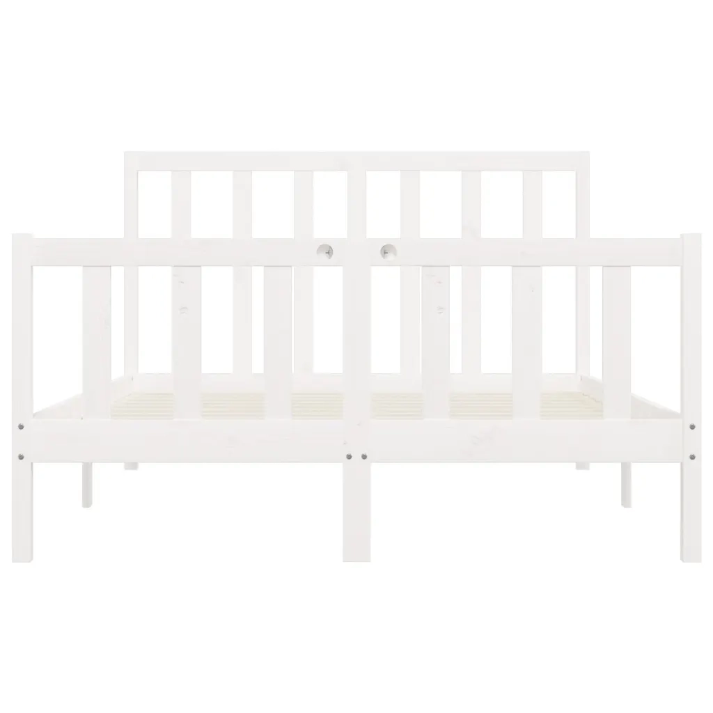 Giroletto-Struttura Letto Bianco in Legno Massello 140x200 cm 573169
