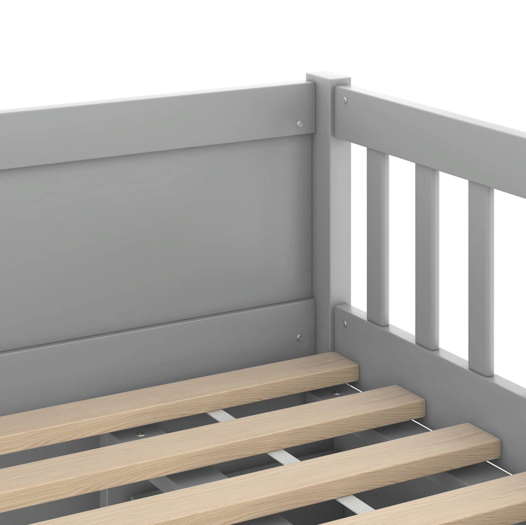 Letto semidivano 90x200 cm con 4 cassetti; sponde di sicurezza e scala; grigio