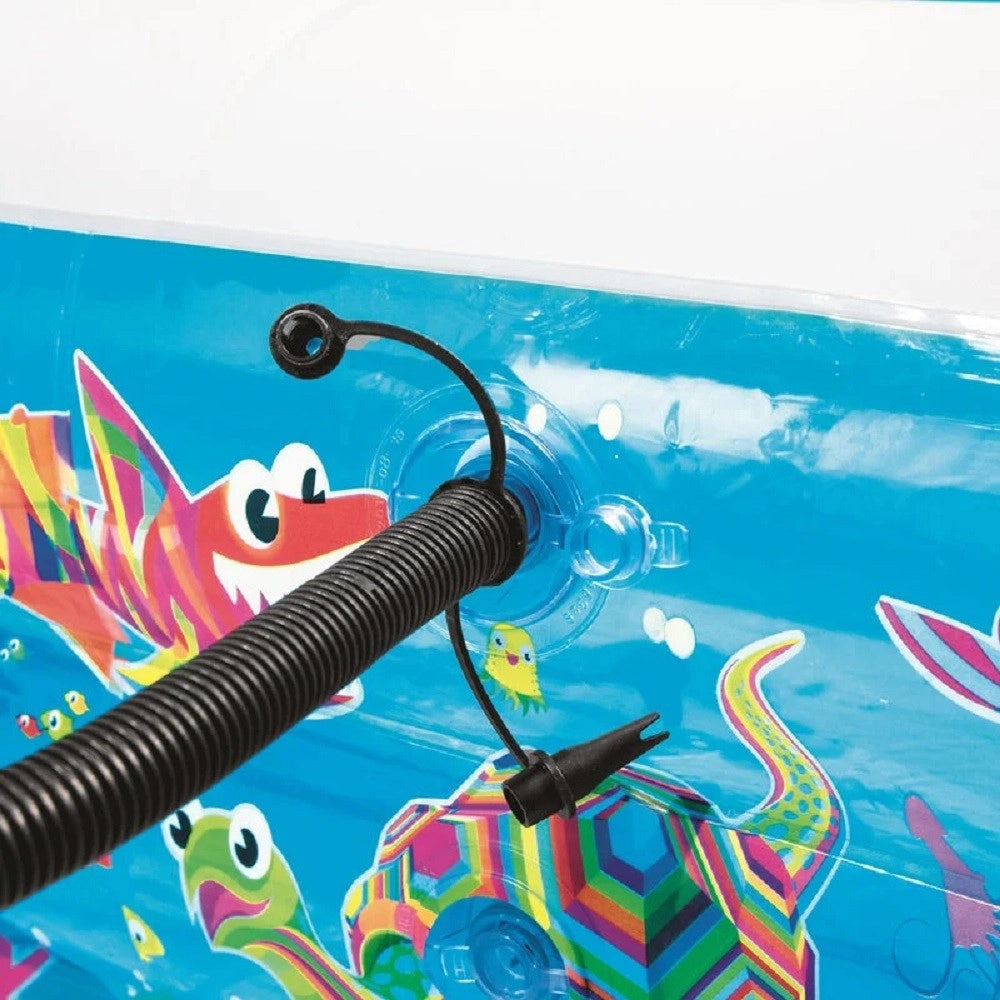 Trade Shop - Piscina Gonfiabile Family Rettangolare 3 Anelli Fantasia Pesci 229x152x56cm 54120 -