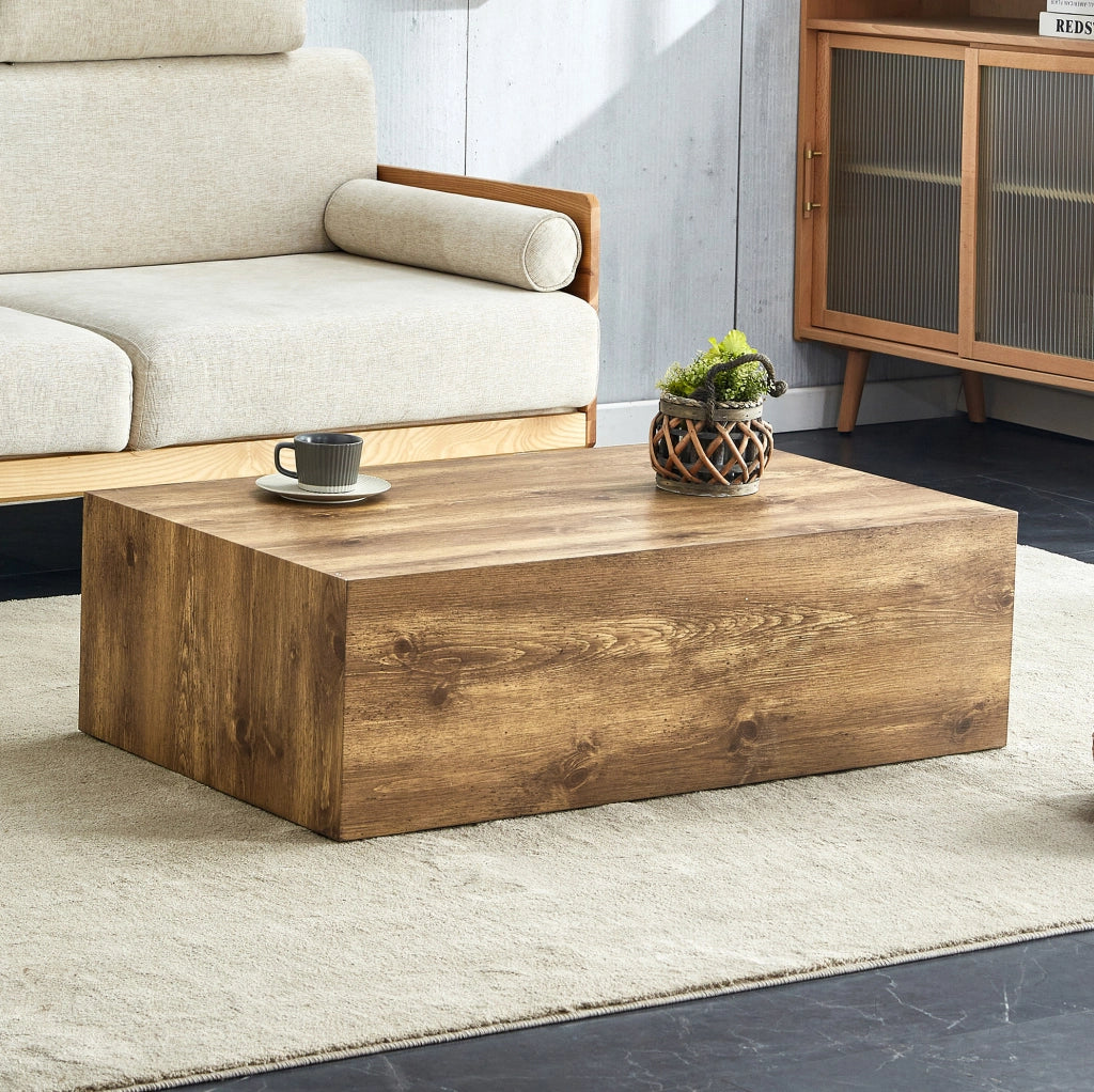 Tavolino da caffè 90x50x30 cm rettangolare senza montaggio in MDF naturale
