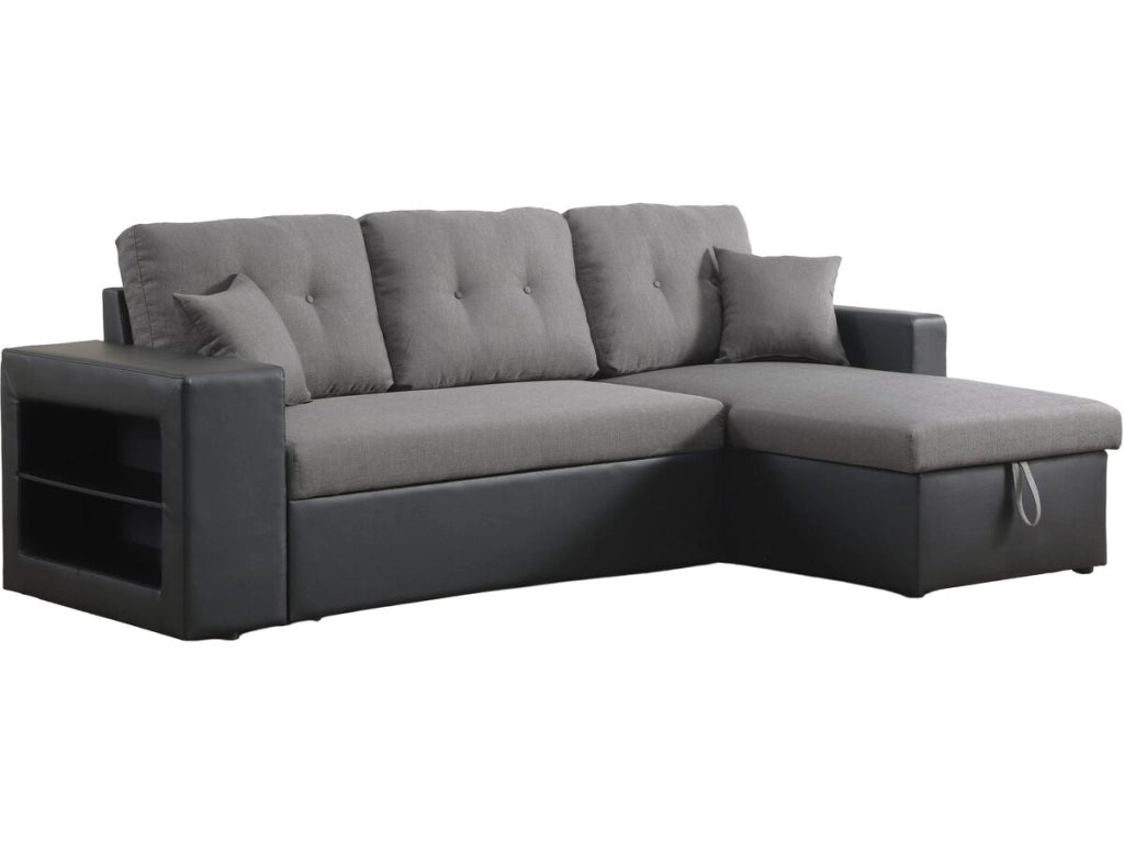 Divano ad angolo trasformabile / reversibile "Axel" - 3 posti - Nero / Grigio