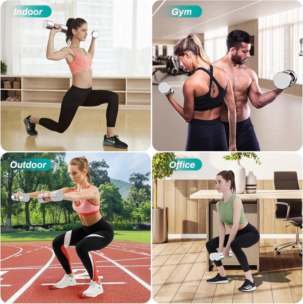 Manubri in acciaio – Set di 2 manubri ultra compatti regolabili 5 kg 10 kg con manico in schiuma – manubri fitness per la casa