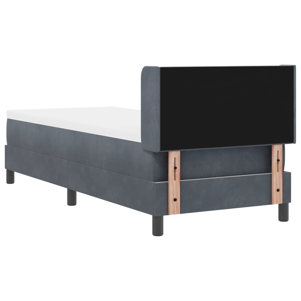 Letto Box Spring con Materasso Grigio Scuro 80x200 cm in Velluto