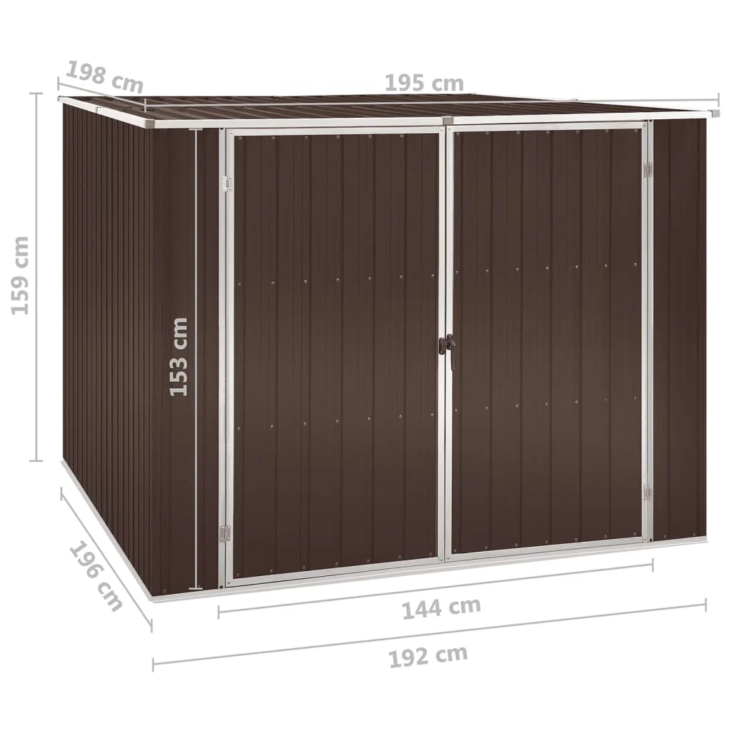 Casetta da giardino cabina ripostiglio casetta da esterno robusta casetta per attrezzi marrone 195 x 198 x 159 cm acciaio zincato marrone 02_0022327