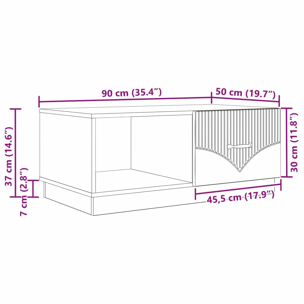 Tavolino da salotto Legno antico 90 x 50 x 37 cm