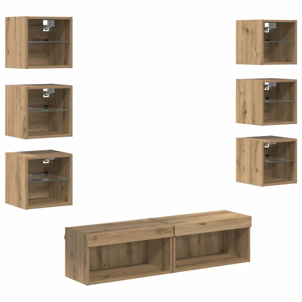 Mobile TV con cassetto 8 pcs Rovere artigianale Vetro 3402939