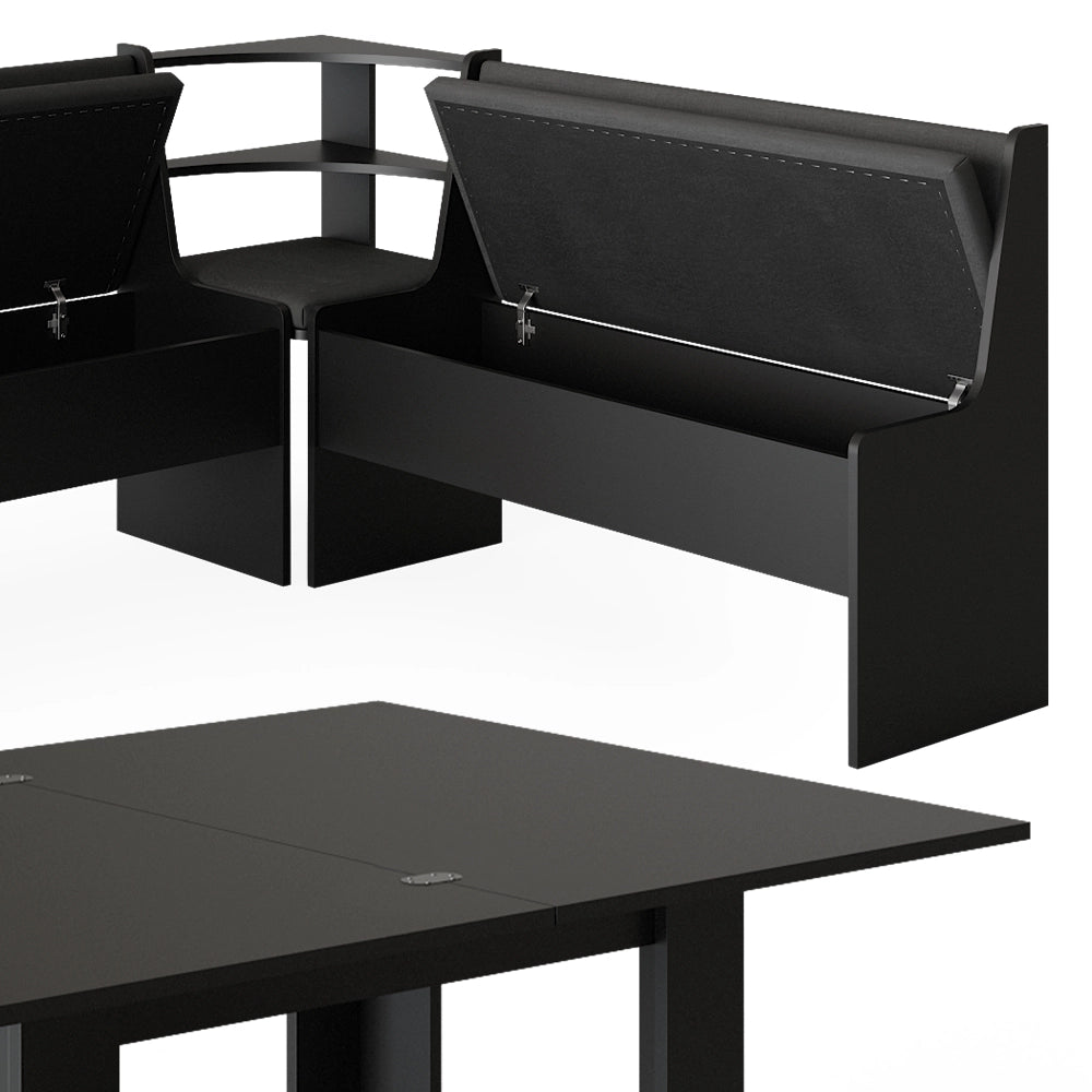 Vicco Gruppo panca ad angolo Nero 150 x 41.5 cm con tavolo