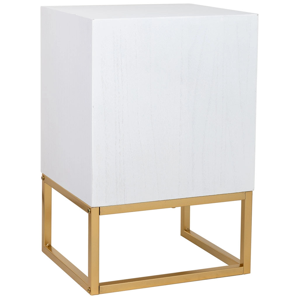 Tavolino 1 anta in legno e metallo 40x35x61h cm