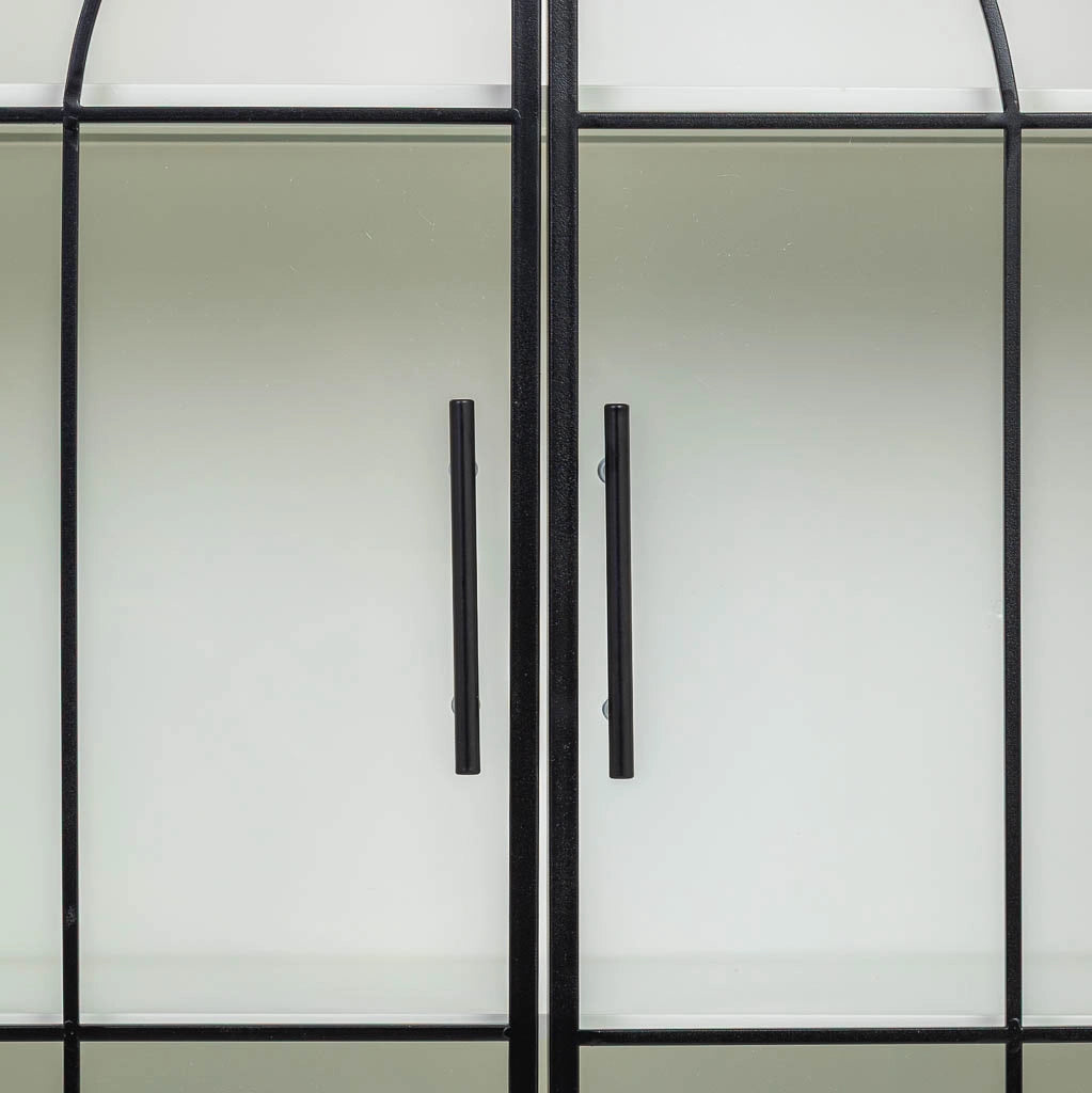 Vetrina in metallo, legno e vetro, 2 ante, bianco, 80x35x130,5h cm