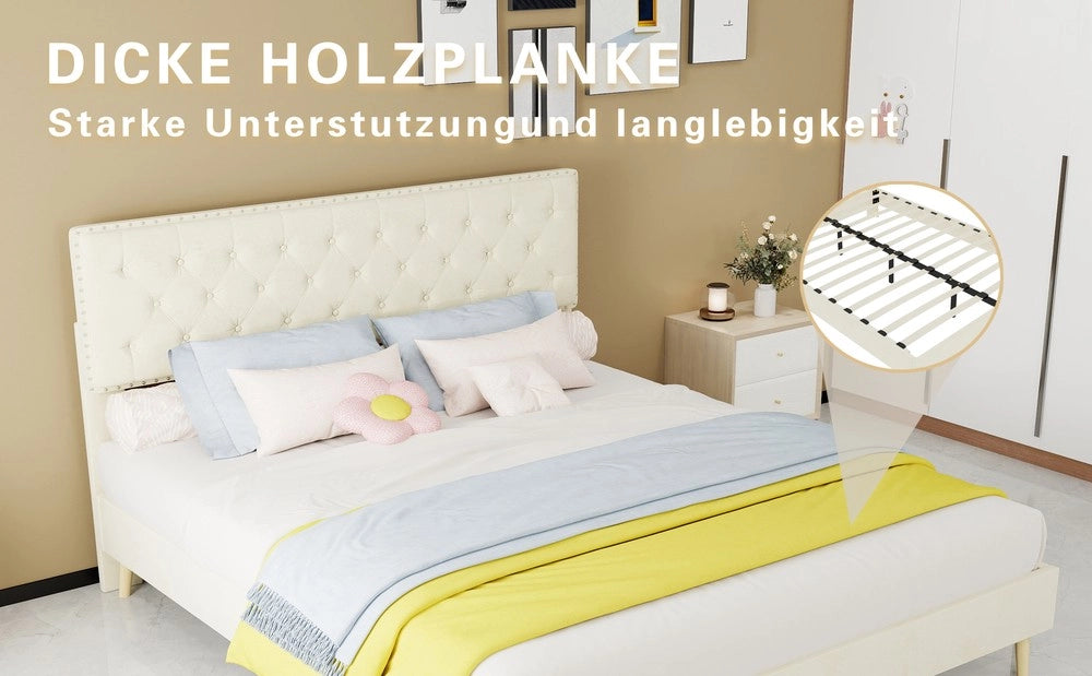 Letto Contenitore Imbottito ¨C MINIMAL ¨C Beige 160x200 con Materasso