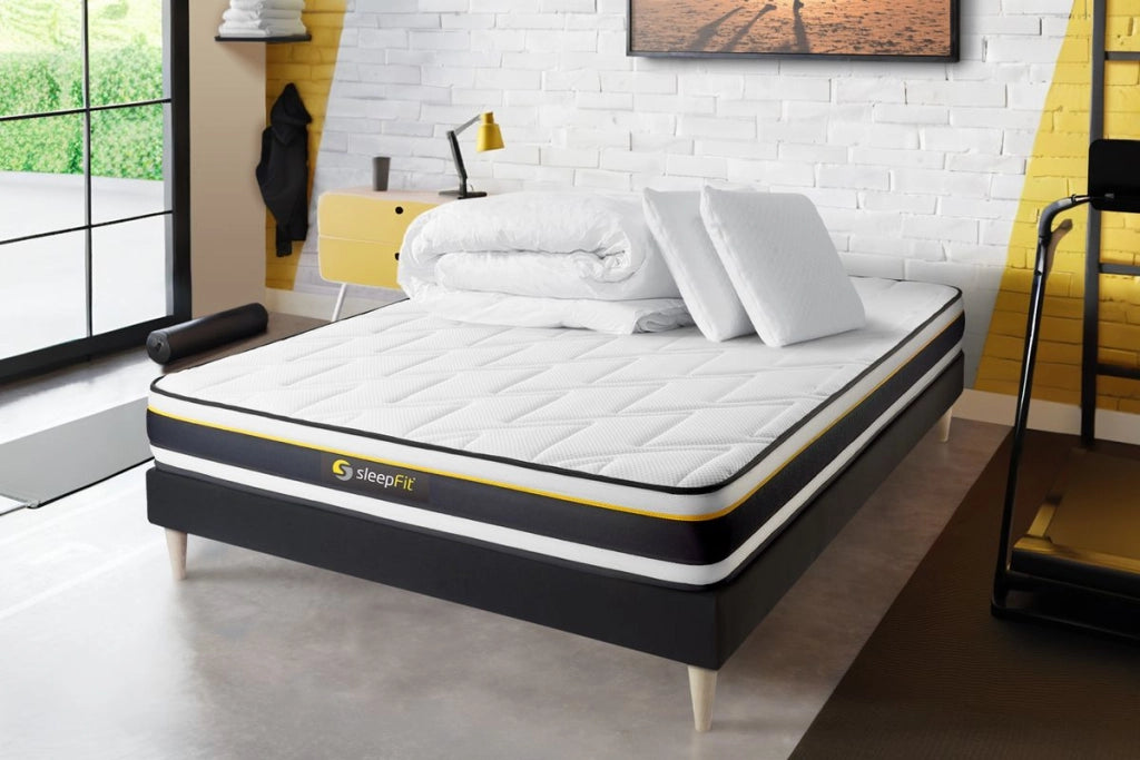 Pacchetto letto completo - Materasso 140x200cm + Box spring con doghe (kit) + 2 cuscini + Piumino - Soft