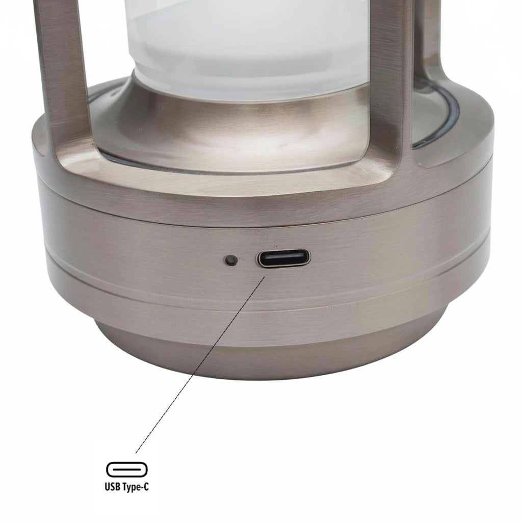 Lampada da tavolo ricaricabile USB LED 3W dimmerabile senza fili luce atmosfera per tavolini bar pub ristorante COLORE ARGENTO