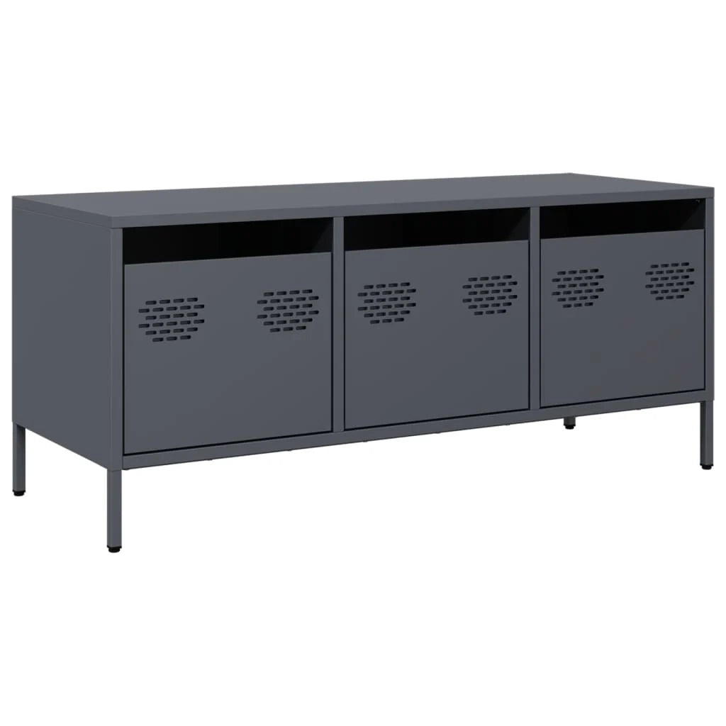 Mobile TV multimediale scaffale TV credenza mobile TV sala da pranzo soggiorno camera da letto 101,5 x 39 x 43,5 cm acciaio laminato a freddo antracite 02_0026387
