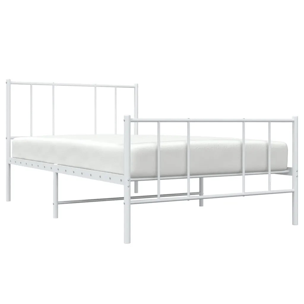 Giroletto con Testiera e Pediera-Struttura letto con testiera Metallo Bianco 90x200 cm