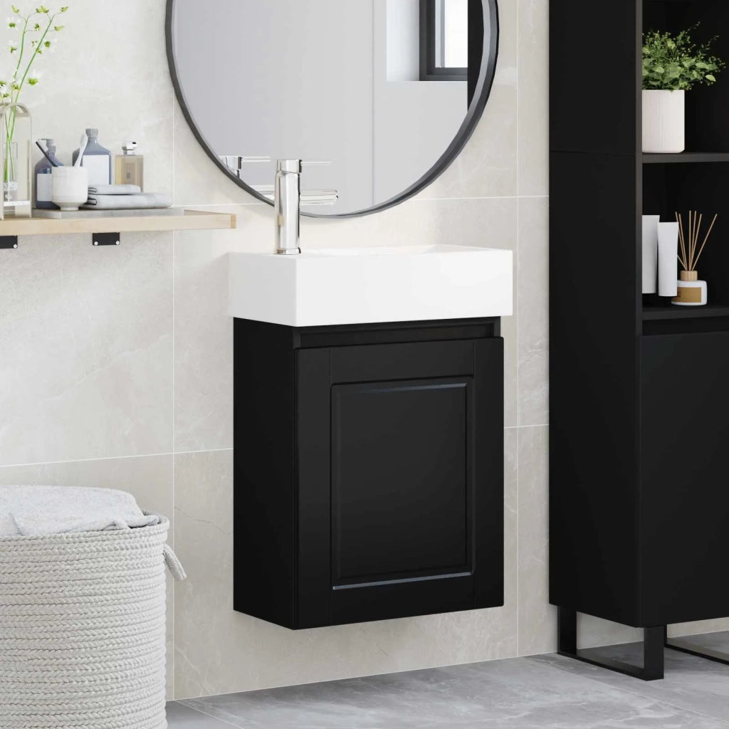 Mobile bagno con rubinetto Nero 45,5 x 22,5 x 84 cm 889502