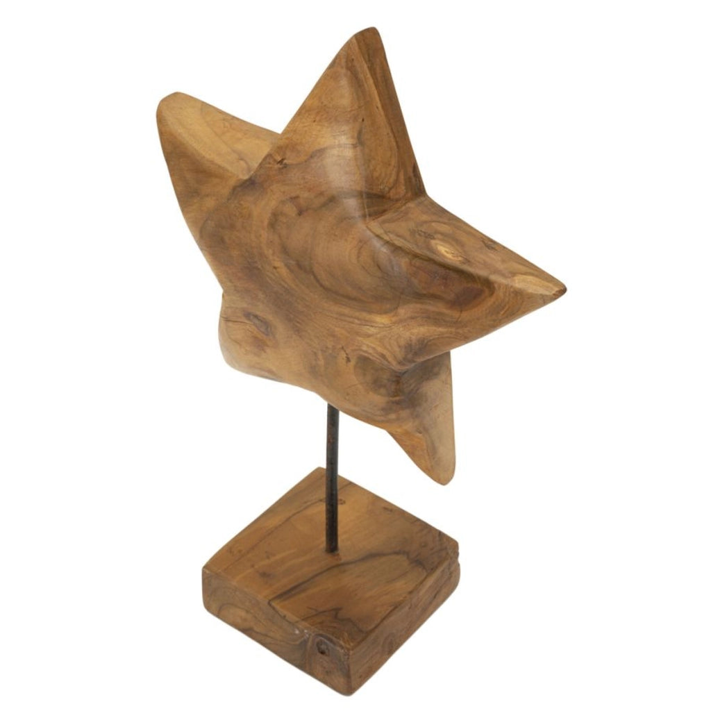Scultura Stella, Marrone, Legno, 28x12x42 cm