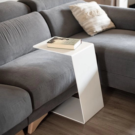 Tavolo complementare a forma di C 30 x 40 cm - Tavolo per divano - Tavolo per balcone - Comodino - Resistente alle intemperie - Laccato in vernice acrilica durevole