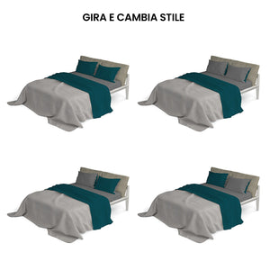 Set Lenzuola Singolo Sopra Sotto e Federe Doubleface Verde Petrolio/Fumo