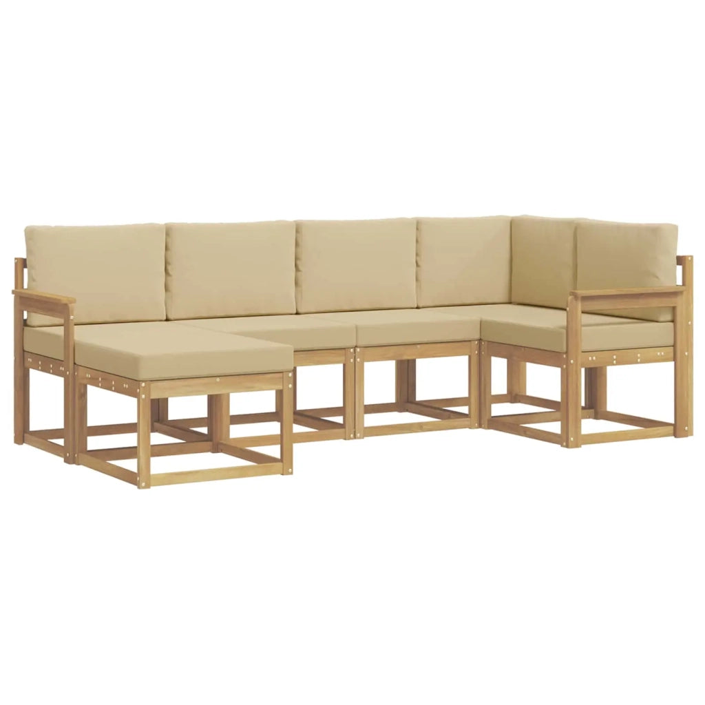 Set di divani da esterno 6 pz Bianco e Beige Poliestere 3387867