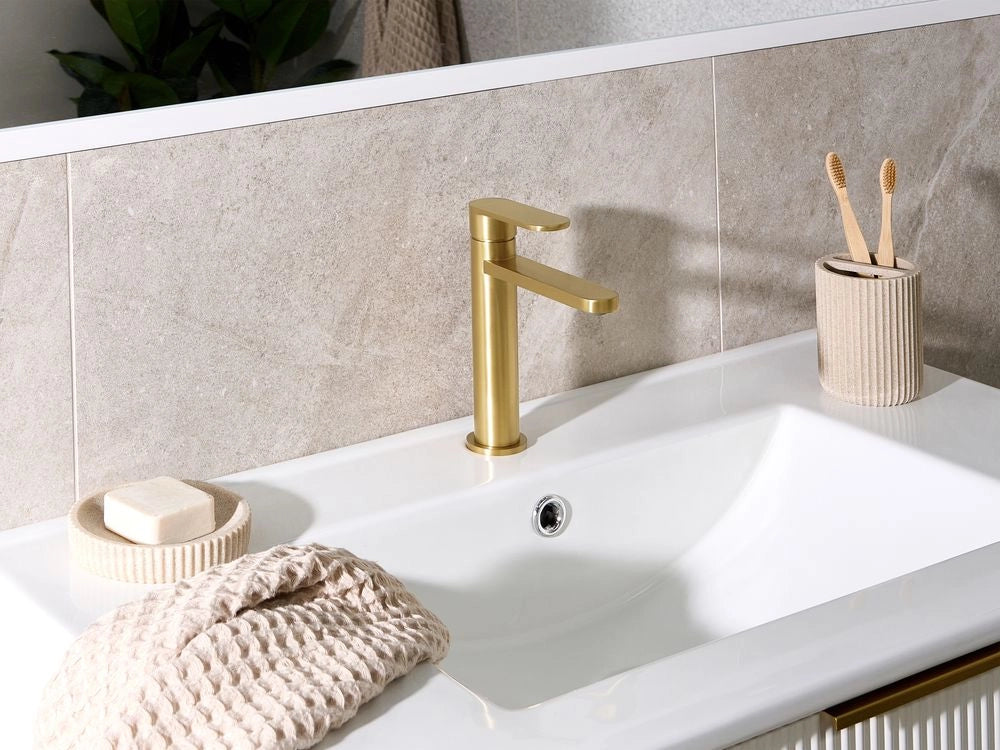 Elegante rubinetto per lavabo in ottone opaco monocomando 18 cm Accessori bagno nero