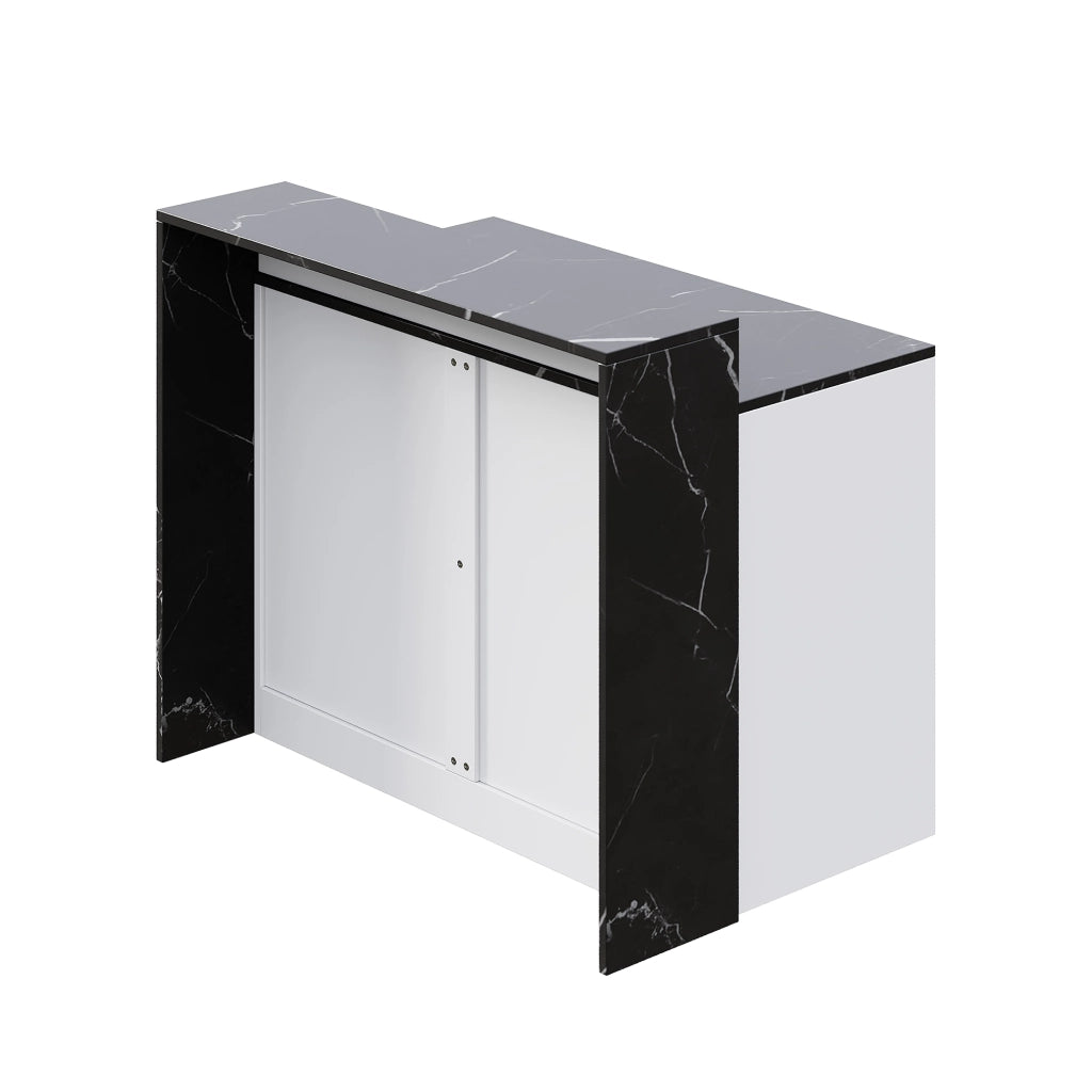 Mobile contenitore con piano rialzato - per cucina - in MDF - 120×80×100 cm - bianco e nero