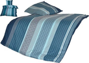Set di coprifuoco a microfibra, striato, blu, set di coprifuoco a microfibra, accessorio per letto, tessuto a microfibra, set a due pezzi, lenzuolo da letto 135 x 200 cm e cuscino 80 x 80 cm, quadrato geometrico, grigio