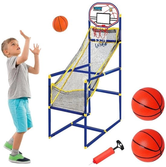 Impianto di pallacanestro per famiglie - Set di pallacanestro per sala giochi - Facile da montare - Struttura in acciaio resistente - Duraturo - Adatto per sottotetto/sala giochi - Pallacanestro per sala giochi