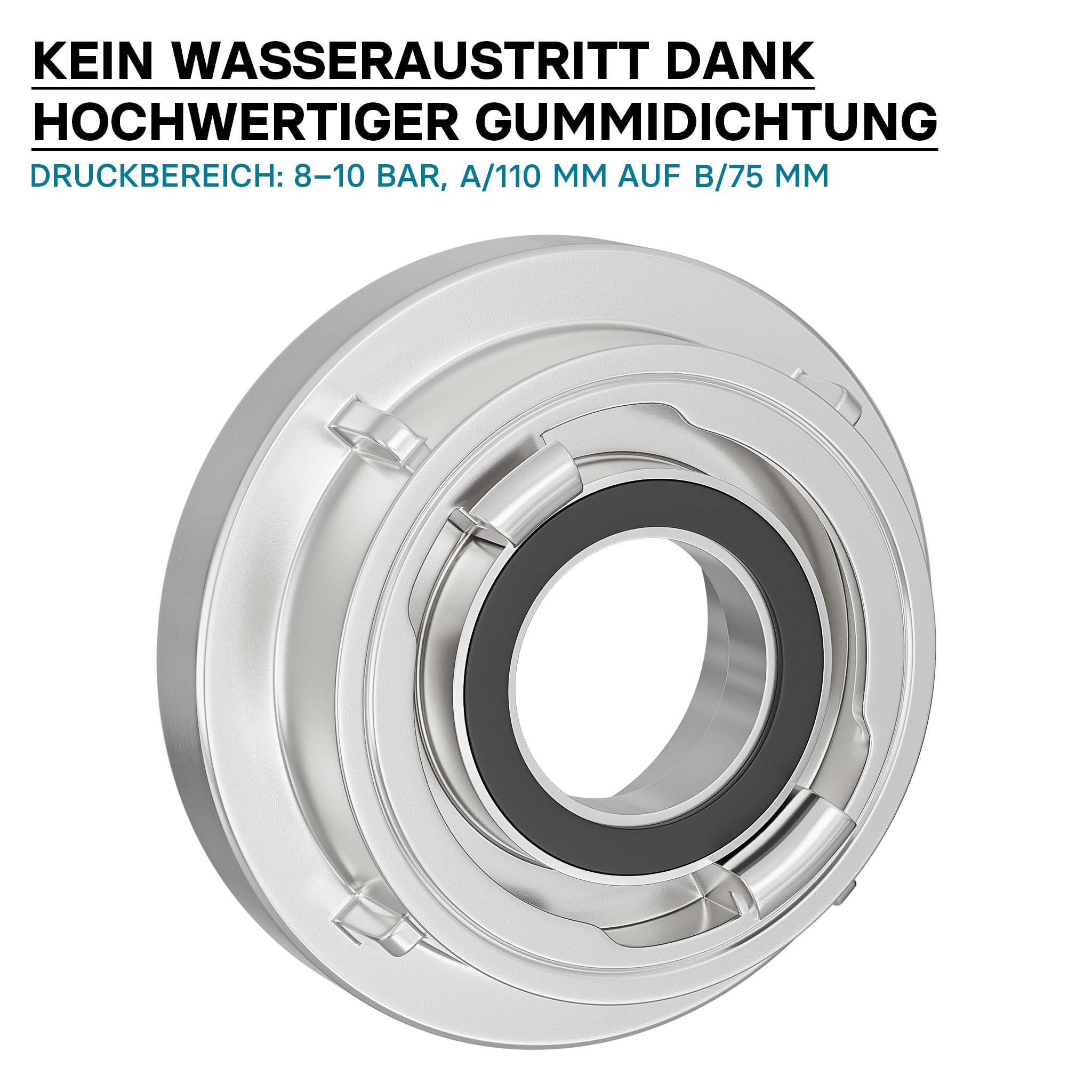 Adattatore in alluminio da A 133 mm a B 75 mm per accoppiamenti Storz