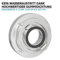 Adattatore in alluminio da A 133 mm a B 75 mm per accoppiamenti Storz