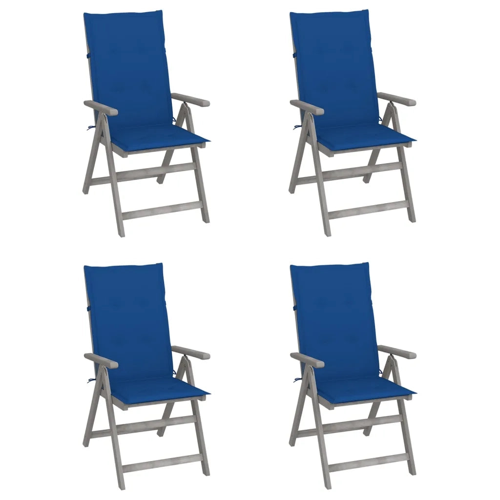 Sedie da Giardino Reclinabili 4 pz con Cuscini Massello Acacia cod mxl 8267