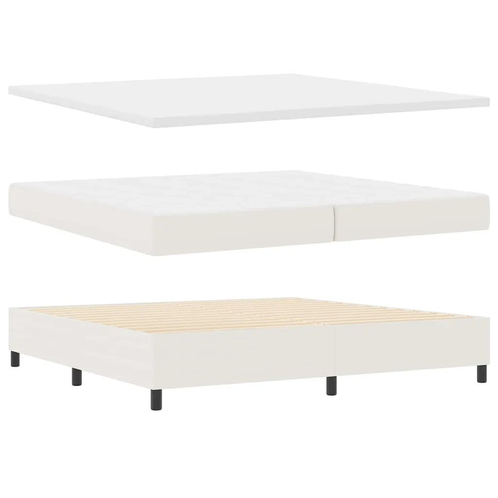Letto a molle Crema e Bianco 200 x 200 cm Tessuto in Cords
