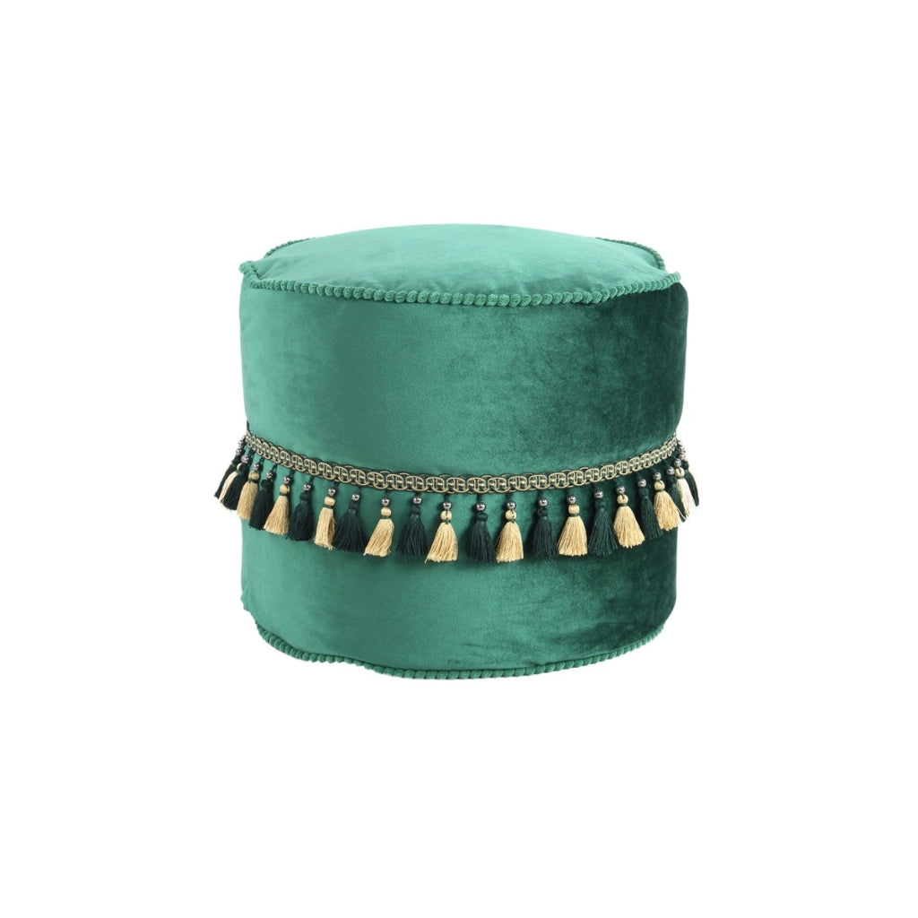 Pouf Rotondo Taj Mahal in Velluto Blu