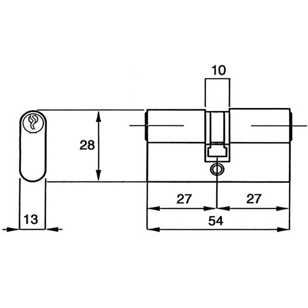Cilindro ovale ibf ottone cromato satinato mm 54 (27+27) 2302 cs