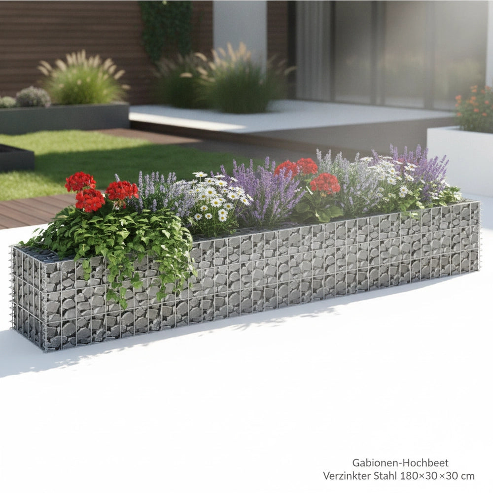 Gabion Raised Bed Galvanized Steel 180x30x30 Cm