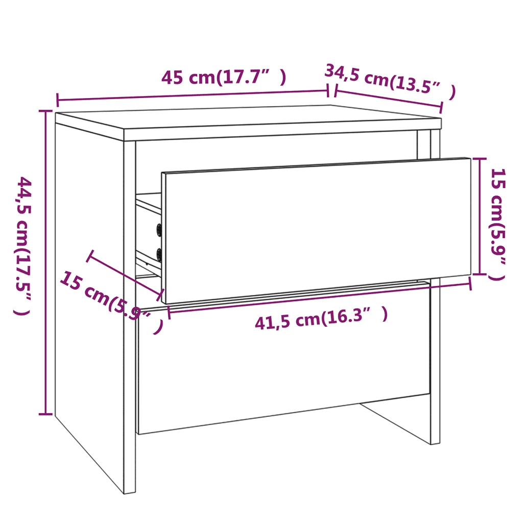 Comodino Grigio Sonoma 45x34,5x44,5 cm in Truciolato 813040