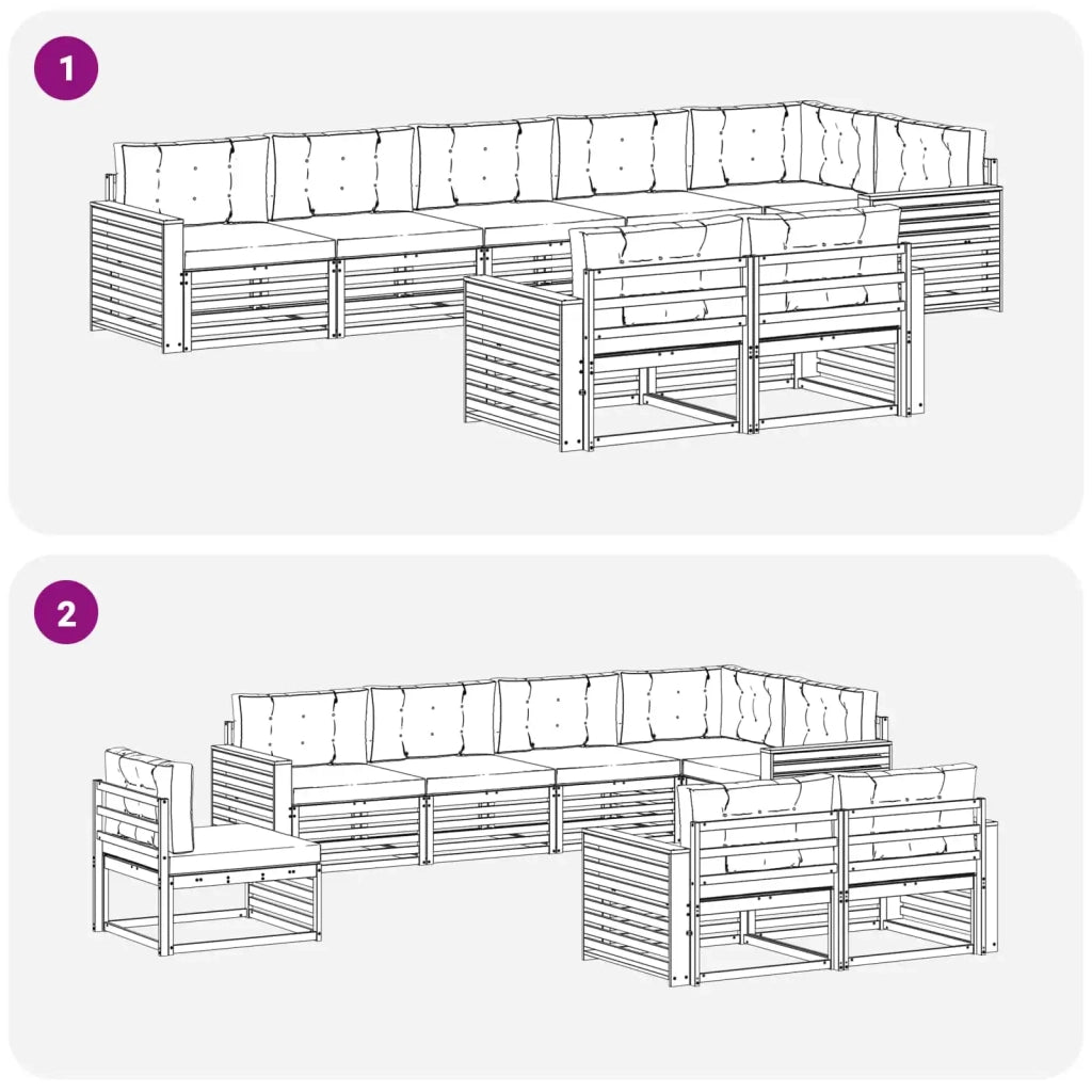 Set di divani da esterno con cuscino 8 pcs Naturale e Beige 3373668