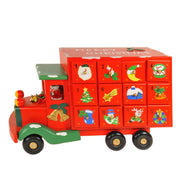 Trade Shop - Calendario Avvento Furgoncino Di Natale In Legno Cassetti Decorazioni Natalizie -