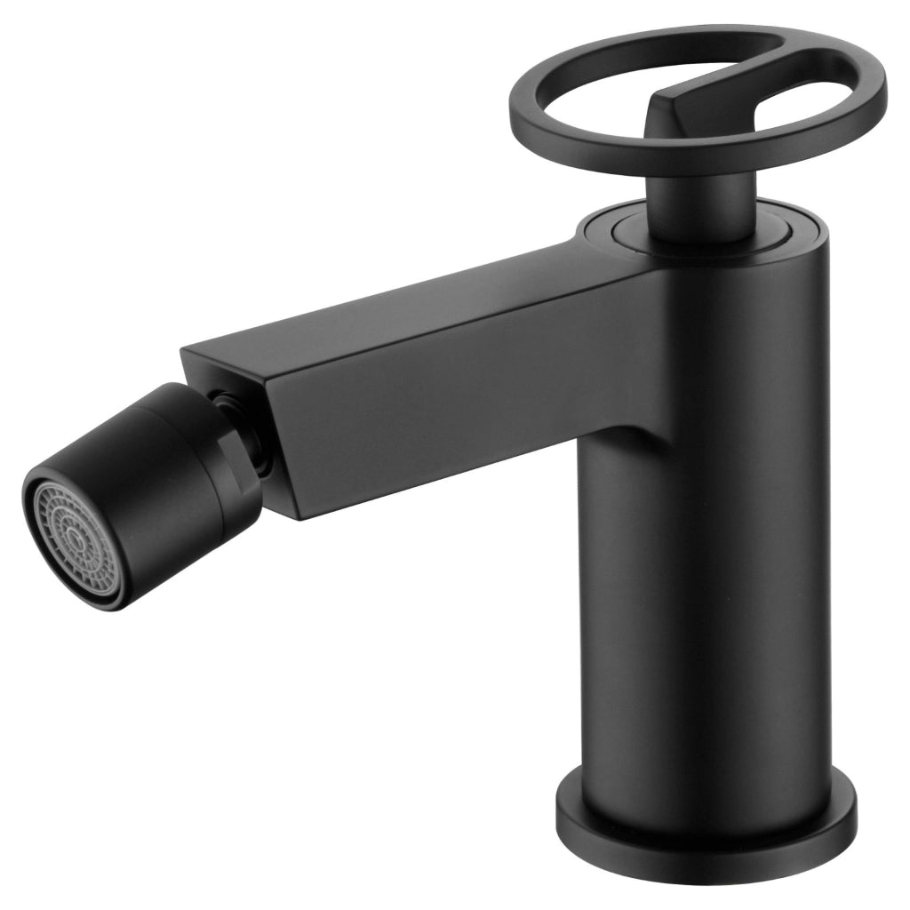 IMEX Miscelatore monocomando per bidet in ottone nero opaco con cartuccia ceramica Ø26 mm 2 flessibili 3-8 inclusi altezza 139 mm canna 138 mm modello Olimpo BDC033-2NG