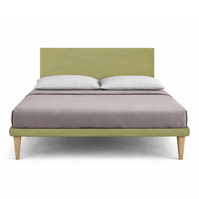 Letto imbottito Letto Matrimoniale alla Francese 140x200 cm Flat - Con rete,Microfibra,Tè verde