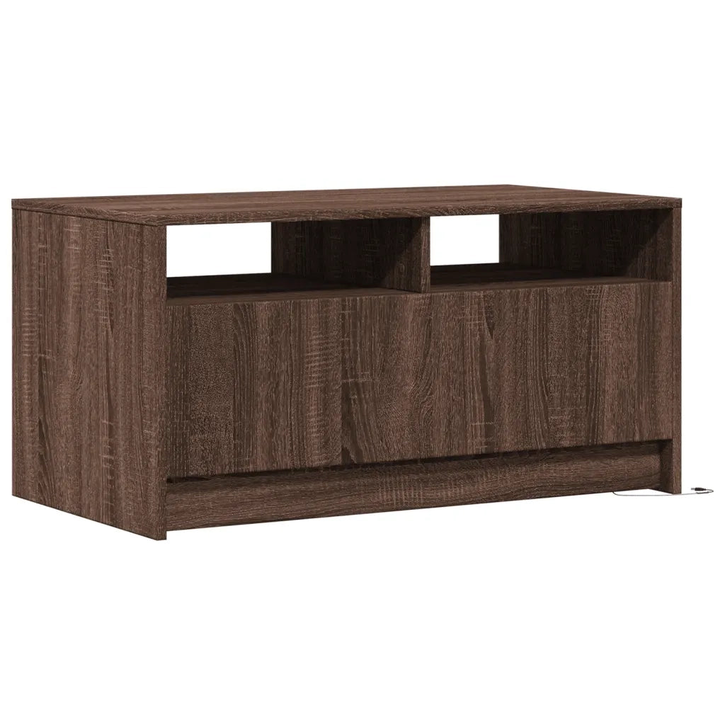 vidaXL Tavolino da Salotto con Luci LED Rovere Marrone in Truciolato