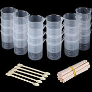 Set di misure epoxy trasparenti - 100 ML - Bicchieri riciclabili - Inclusi bastoncini di ghiaccio e cucchiai in plastica - Per gioielli in epoxy o creazione di stampi.