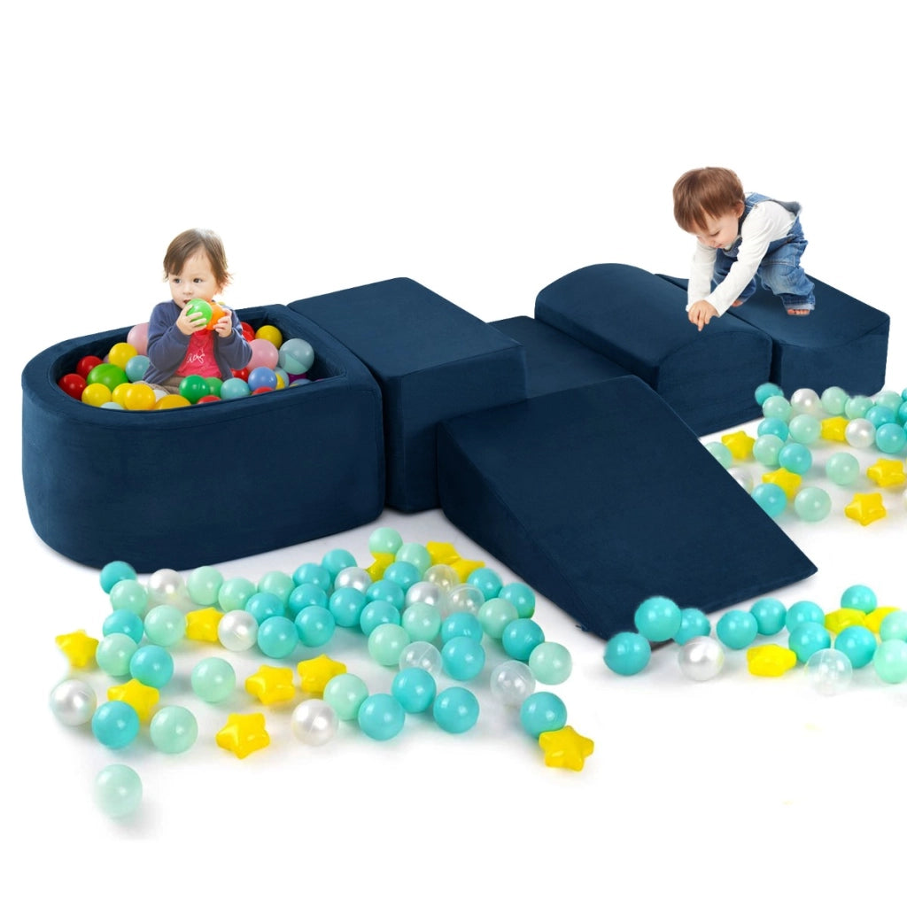 Set di gioco in schiuma a 5 pezzi per bambini con piscina di palline coperture lavabili-Blocchi creativi Blu scuro