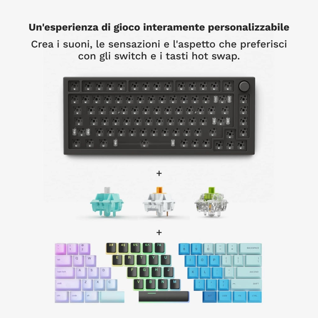 Gaming GMMK PRO 75% - Tastiera da gaming mecc.a modulare, TKL, struttura da 1,5 kg, personalizzabile, cavo a spirale, poggiapolsi, tasti in PBT bianchi, RGB - Layout QWERTZ tedesco - Nero