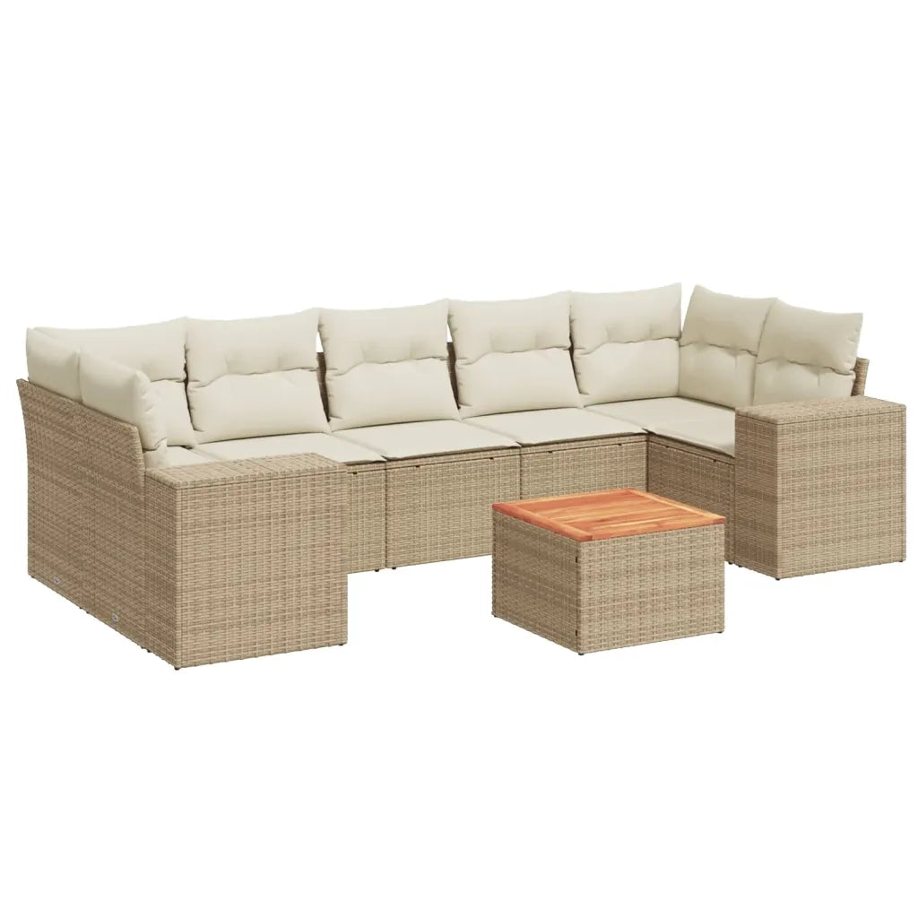 Set Divano da Giardino 8 pz con Cuscini Beige in Polyrattan 3225358
