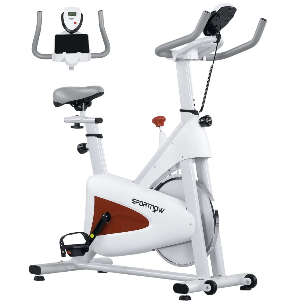 Bicicletta ellittica ¨C zephmum ¨C bianco con sella e resistenza regolabili, monitor LCD, supporto tablet